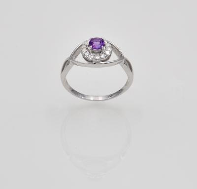 Bague or blanc amethyste 0,25 carats et 15 diamants 0,12 carats 2