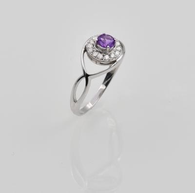 Bague or blanc amethyste 0,25 carats et 15 diamants 0,12 carats 2