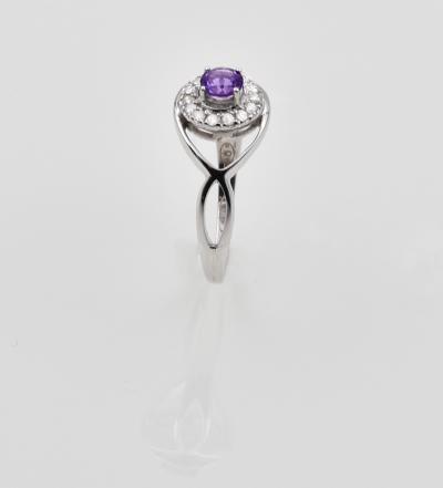 Bague or blanc amethyste 0,25 carats et 15 diamants 0,12 carats 2