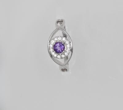 Bague or blanc amethyste 0,25 carats et 15 diamants 0,12 carats 2