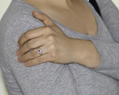 Bague or blanc amethyste 0,25 carats et 15 diamants 0,12 carats 2