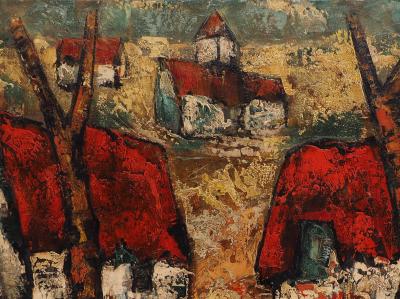 Henry Maurice D’ANTY : Bretagne, le hameau - Huile sur toile signée 2