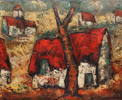 Henry Maurice D’ANTY : Bretagne, le hameau - Huile sur toile signée 2