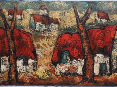 Henry Maurice D’ANTY : Bretagne, le hameau - Huile sur toile signée 2