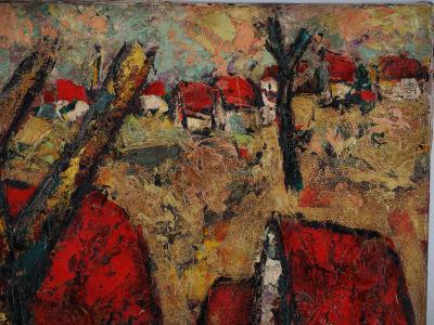Henry Maurice D’ANTY : Bretagne, les toits rouges, vers 1950 - Huile sur toile signée 2