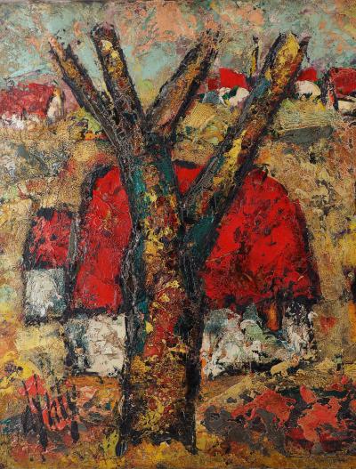 Henry Maurice D’ANTY : Bretagne, les toits rouges, vers 1950 - Huile sur toile signée 2