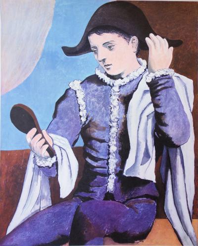 Pablo PICASSO (d’après) - Arlequin avec un miroir, 1971 - Lithographie 2
