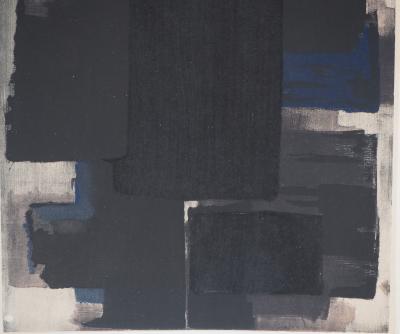 Pierre SOULAGES (d’après) - Composition en noir et bleu, 1956 - Lithographie et pochoir 2