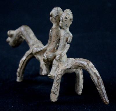 Burkina Faso - Couple de cavaliers Lobi  en bronze 2