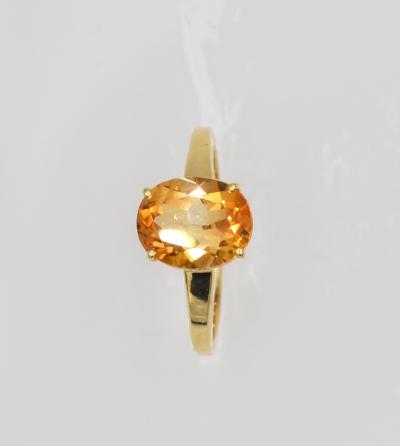 Bague or jaune citrine ovale 2,28 carats 2