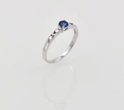 Bague or blanc saphir 0,3 carats et 4 diamants 0,16 carats 2