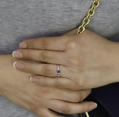 Bague or blanc saphir 0,3 carats et 4 diamants 0,16 carats 2