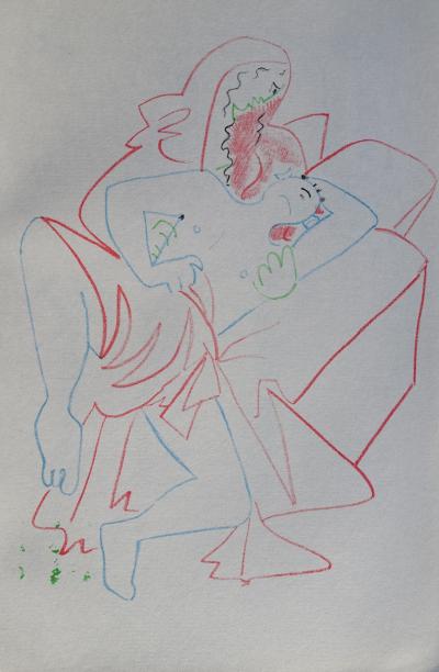 Jean COCTEAU: At the son’s bedside, 1957 - Original lithograph 2