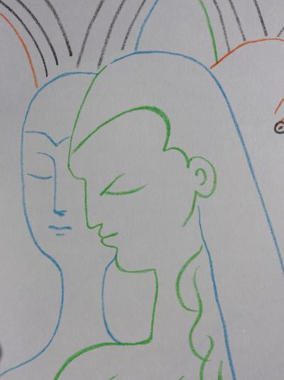 Jean COCTEAU: The three sisters - Original lithograph, 1957 2