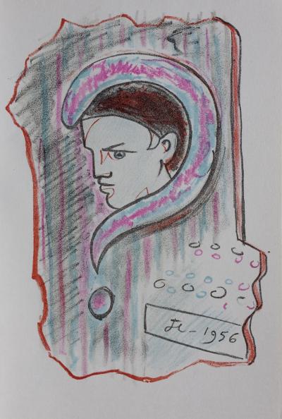 Jean COCTEAU : Le doute de Pierrot, 1957 - Lithographie originale 2