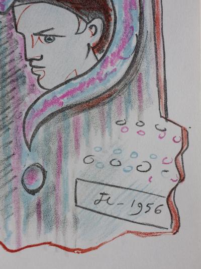 Jean COCTEAU : Le doute de Pierrot, 1957 - Lithographie originale 2