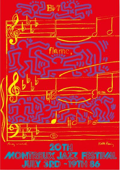 Keith HARING et Andy WARHOL- Dancing on Music Sheet, 1986 - Sérigraphie