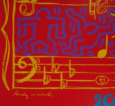 Keith HARING et Andy WARHOL- Dancing on Music Sheet, 1986 - Sérigraphie 2