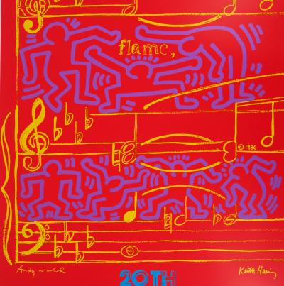 Keith HARING et Andy WARHOL- Dancing on Music Sheet, 1986 - Sérigraphie 2