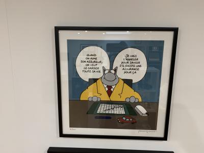 Philippe Geluck - Le Chat assurance courtier - Sérigraphie signée 2