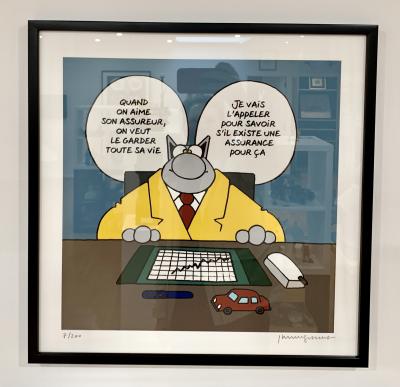 Philippe Geluck - Le Chat assurance courtier - Sérigraphie signée 2