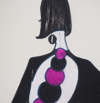 Serge PONS : Robe de soirée - Aquarelle originale signée 2