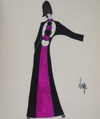 Serge PONS : Robe de soirée - Aquarelle originale signée 2