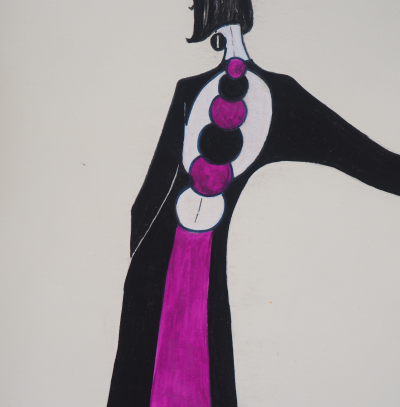 Serge PONS : Robe de soirée - Aquarelle originale signée 2