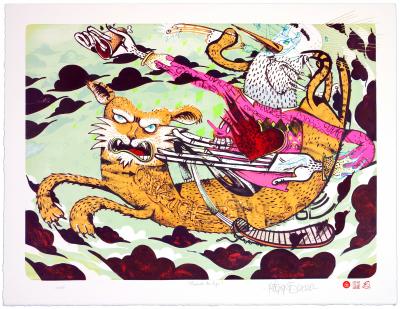 Alëxone DIZAC - Chevauche ton tigre, 2020 - Lithographie originale signée au crayon 2