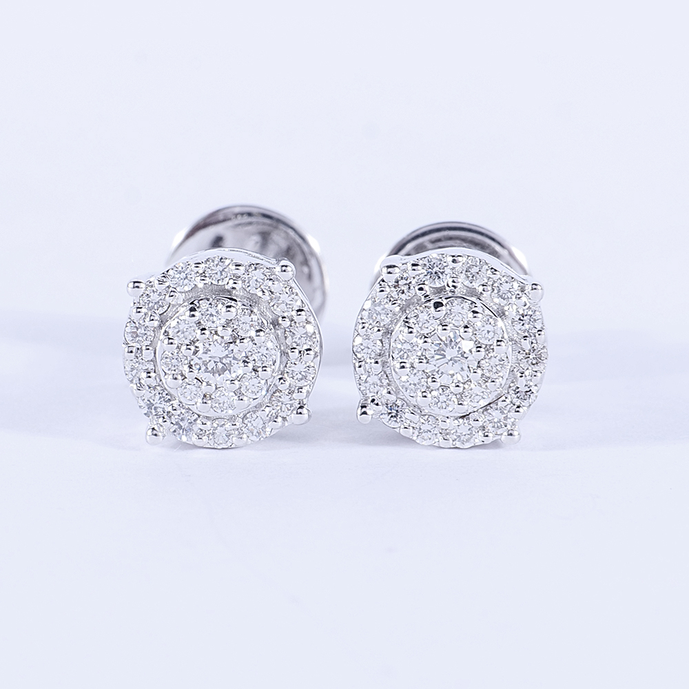 Clous D Oreilles Or Blanc 18k Diamant 0 05 Ct 5 Pierres W Si 597626