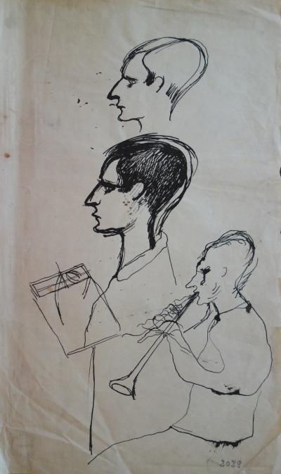 Edouard GOERG - Musique, étude de clarinettiste - Dessin original signé 2