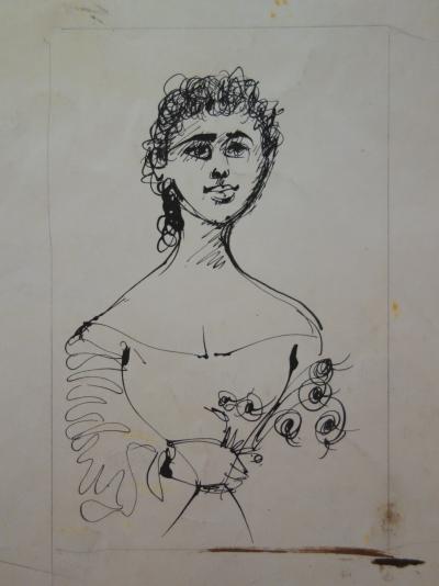 Edouard GOERG - Jeunes femmes à la rose - Dessin original signé 2