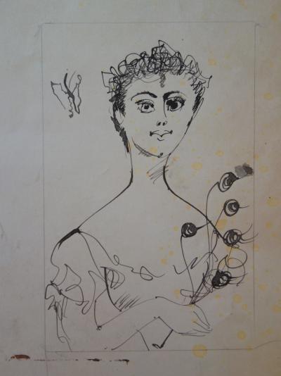 Edouard GOERG - Jeunes femmes à la rose - Dessin original signé 2