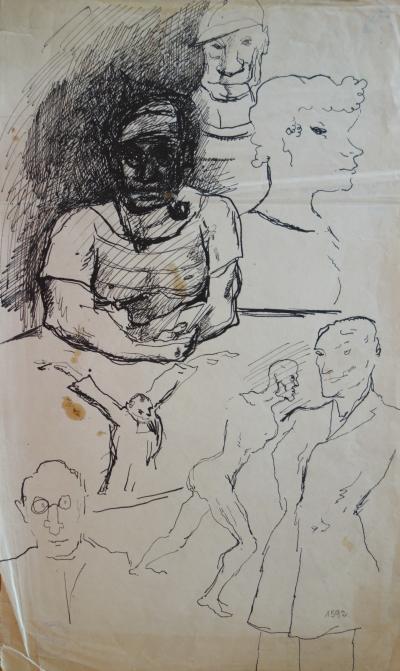 Edouard GOERG - Etude de marin et autres personnages - Dessin original signé 2