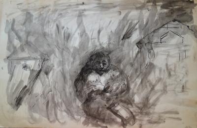 Edouard GOERG - Le protecteur - Dessin original signé 2