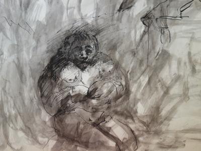 Edouard GOERG - Le protecteur - Dessin original signé 2