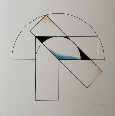 Gottfried HONEGGER - Composition 1 (bleu, noir et orange), 2015 - Sérigraphie signée au crayon 2
