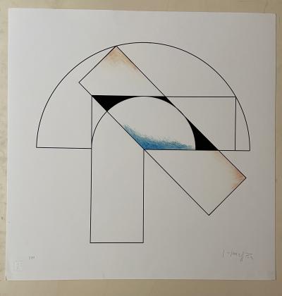Gottfried HONEGGER - Composition 1 (bleu, noir et orange), 2015 - Sérigraphie signée au crayon 2