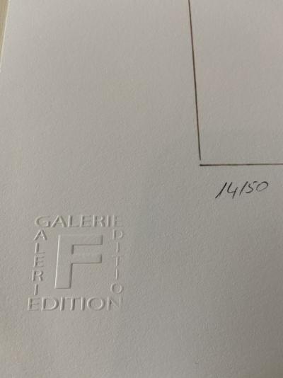 Gottfried HONEGGER - Composition 2 orange, noir et bleu clair, 2015 - Sérigraphie signée au crayon 2
