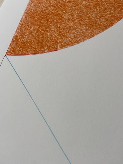 Gottfried HONEGGER - Composition 2 orange, noir et bleu clair, 2015 - Sérigraphie signée au crayon 2