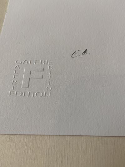 Gottfried HONEGGER - Composition 3 (violet et jaune), 2015 - Sérigraphie signée au crayon 2