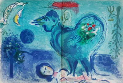 Marc CHAGALL - Landschaft mit einem Hahn, 1958 - Original Lithorgaphie 2
