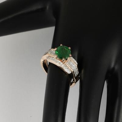 Bague en or rose grenat tsavorite et diamant 2