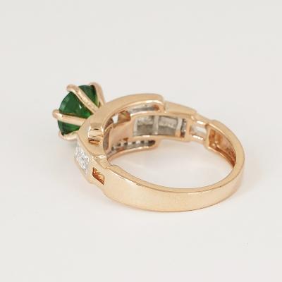 Bague en or rose grenat tsavorite et diamant 2