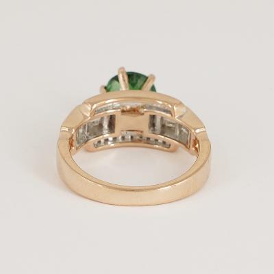 Bague en or rose grenat tsavorite et diamant 2