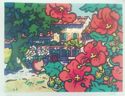 Guy CHARON - La bastide fleurie - Lithographie signée au crayon 2