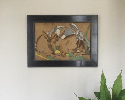 René MENDES-FRANCE - Les lapins , 1949 - Huile sur isorel signée 2