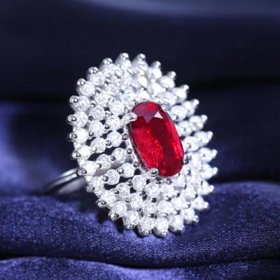 White Gold  Pigeon’s Blood Ruby & Diamond Ring 2