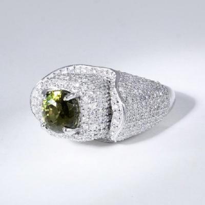 White Gold Very Exclusive Top Class Designer Alexandrite (Color Change) & Diamond Ring 2