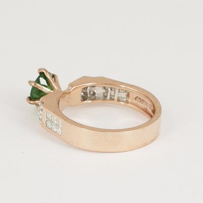 Bague en or rose grenat tsavorite et diamant 2